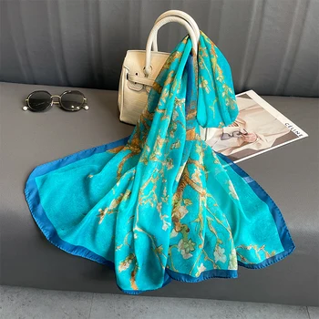 2023 Мода отпечатани флорални шифон хиджаб шал жени Pareo Lady Bandanas плажни кърпи лято мюсюлмански воал обвивка женски Foulard