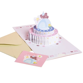 3D изскачащ рожден ден торта поздравителна картичка карикатура животно годишнина карти за Свети Валентин Ден на майката Благослов съобщение