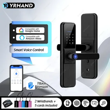 YRHAND H01 Ttlock Електронно интелигентно заключване на вратата с биометрични пръстови отпечатъци Работа с Google Home Aleax За дома или хотела