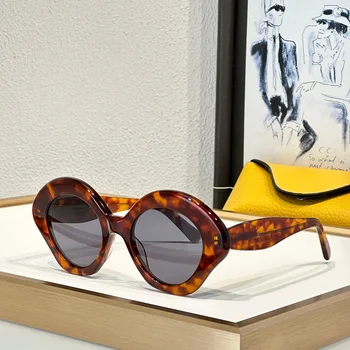 Висококачествена оцетна ретро европейска и американска личност многоцветни слънчеви очила Lady Black Brand Designer Summer Women'S Part