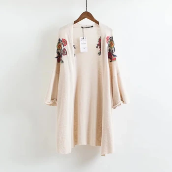 Дамски жилетка луксозен дизайнер случайни дълги свободен размер тънки корейски дрехи бродерия мода плета яке пролет за лято