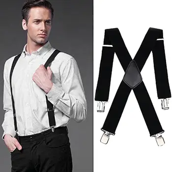 Класически мъжки работни тиранти 5 см широк клип-на X-Back с 4 пластмасови закопчалки за захващане Регулируеми еластични панталони за панталони BracesStrap