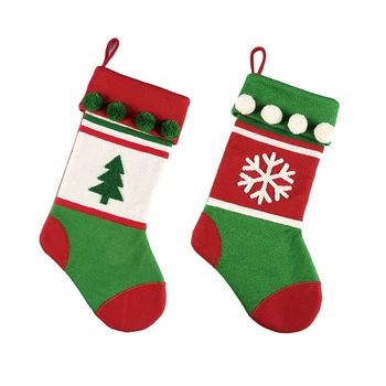 Коледа чорап червено зелено висящи коледна украса доставки бонбони чанти