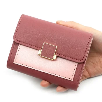 Модни ежедневни жени къси малки три пъти портфейл квадратни пари клип джоб промяна чанта карта чанта